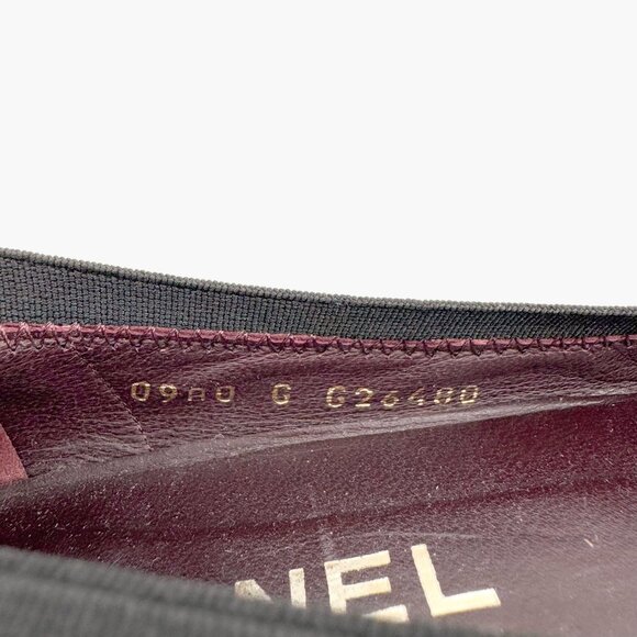 Chanel CC Ruffle Cap Toe Ballet Flats EU 37 US 6-6.5 Brown Burgundy Leather - Picture 12 of 15